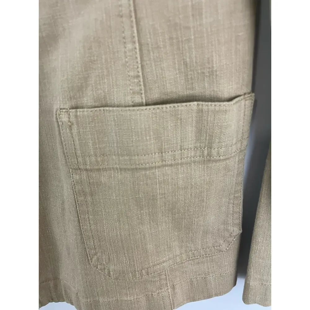 Ann Taylor Size 4 Women's Blazer Jacket Brown Tan Button  Jacket Work Cotton - Picture 5 of 11